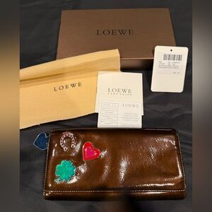 Loewe Bordeaux Patent Leather Long Luck Wallet Full Inclusion with COA